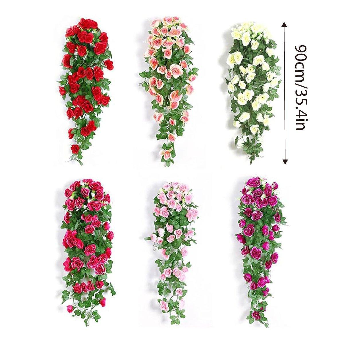 Premium Artificial Rose Hanging Garland Vines – Purple 2 Pack
