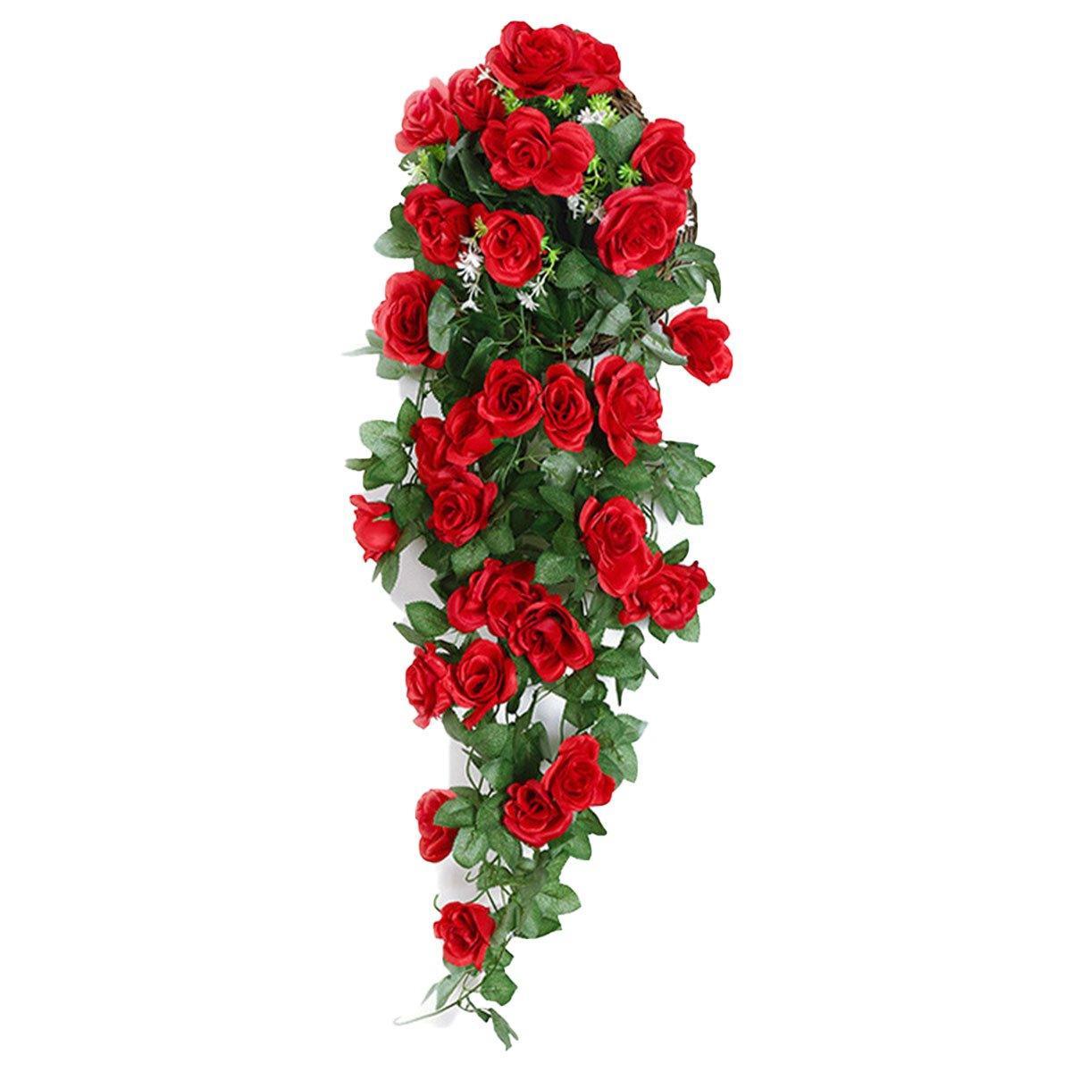 2PCS Artificial Rose Garland Hanging Vines 90 cm - Silk Cloth & Plastic Decor - SuperSaverAU - view 8