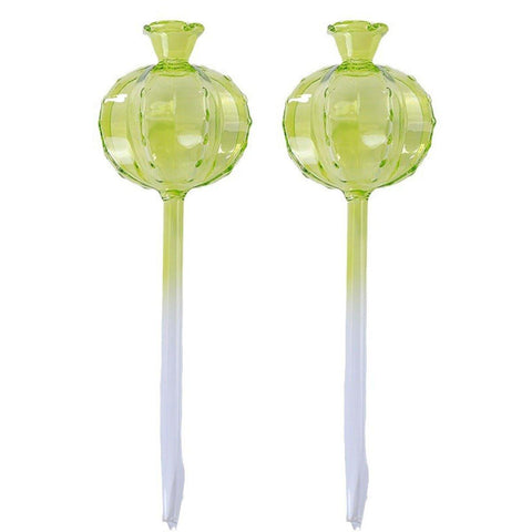 Premium Automatic Glass Watering Globes – Green 2 Pack