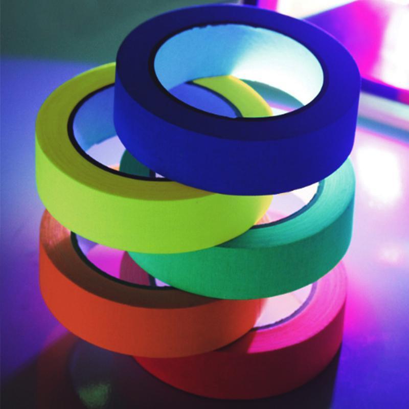 Premium UV Reactive Neon Tape Set with Removable Adhesive - 6 Rolls