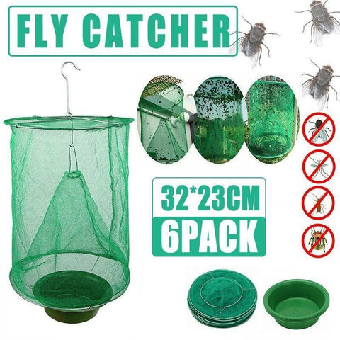 Premium Reusable Hanging Fly Trap Net Cages - 6pcs