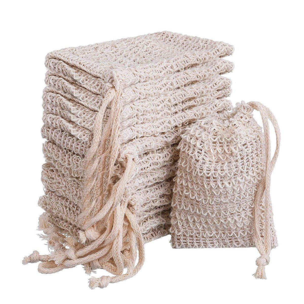 Premium 50pcs Cotton Linen Exfoliating Soap Saver Bags with Drawstring Closure