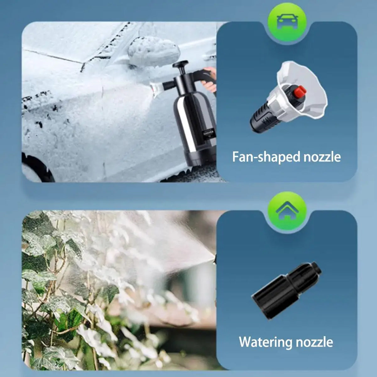 Premium 2L Handheld Car Wash Foam Sprayer – White with Adjustable Nozzle