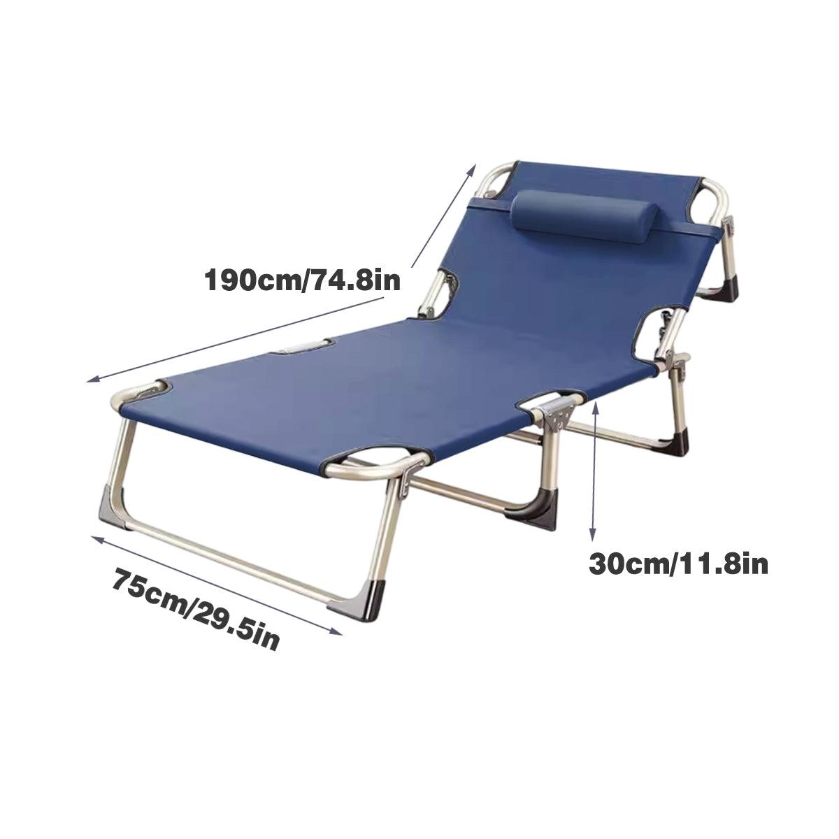 Premium Grey Multifunctional Folding Recliner Bed Lounge Chair 190x75cm 440lb Capacity
