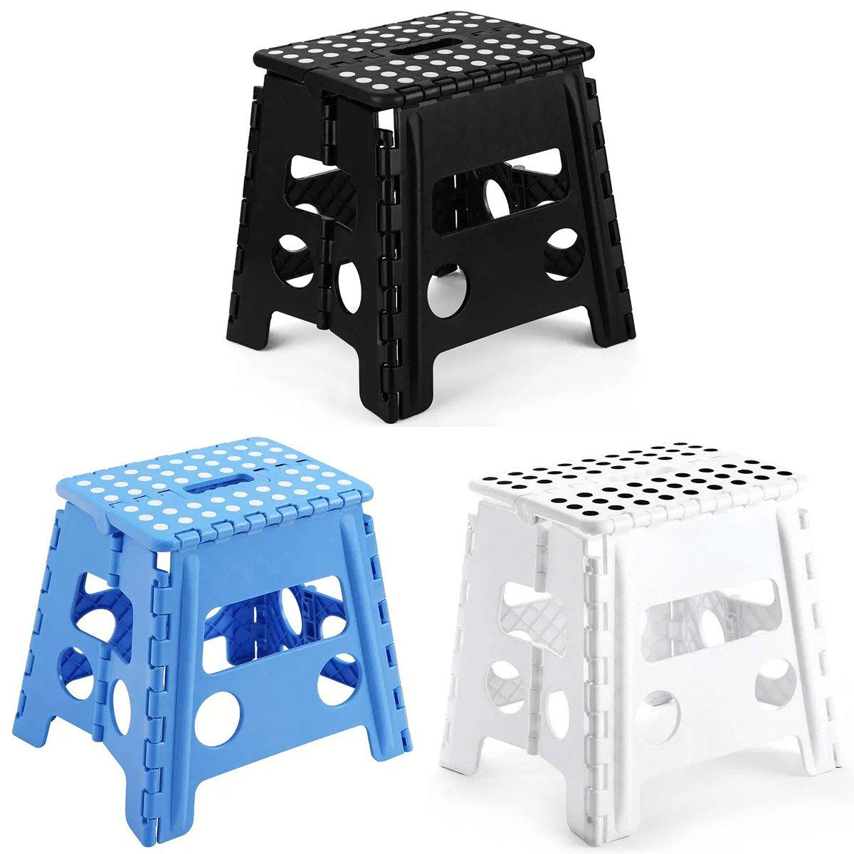 Premium Blue Portable Folding Plastic Stool 13 Inch 300lb Capacity