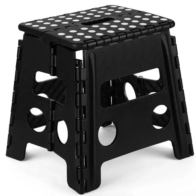 Premium Blue Portable Folding Plastic Stool 13 Inch 300lb Capacity