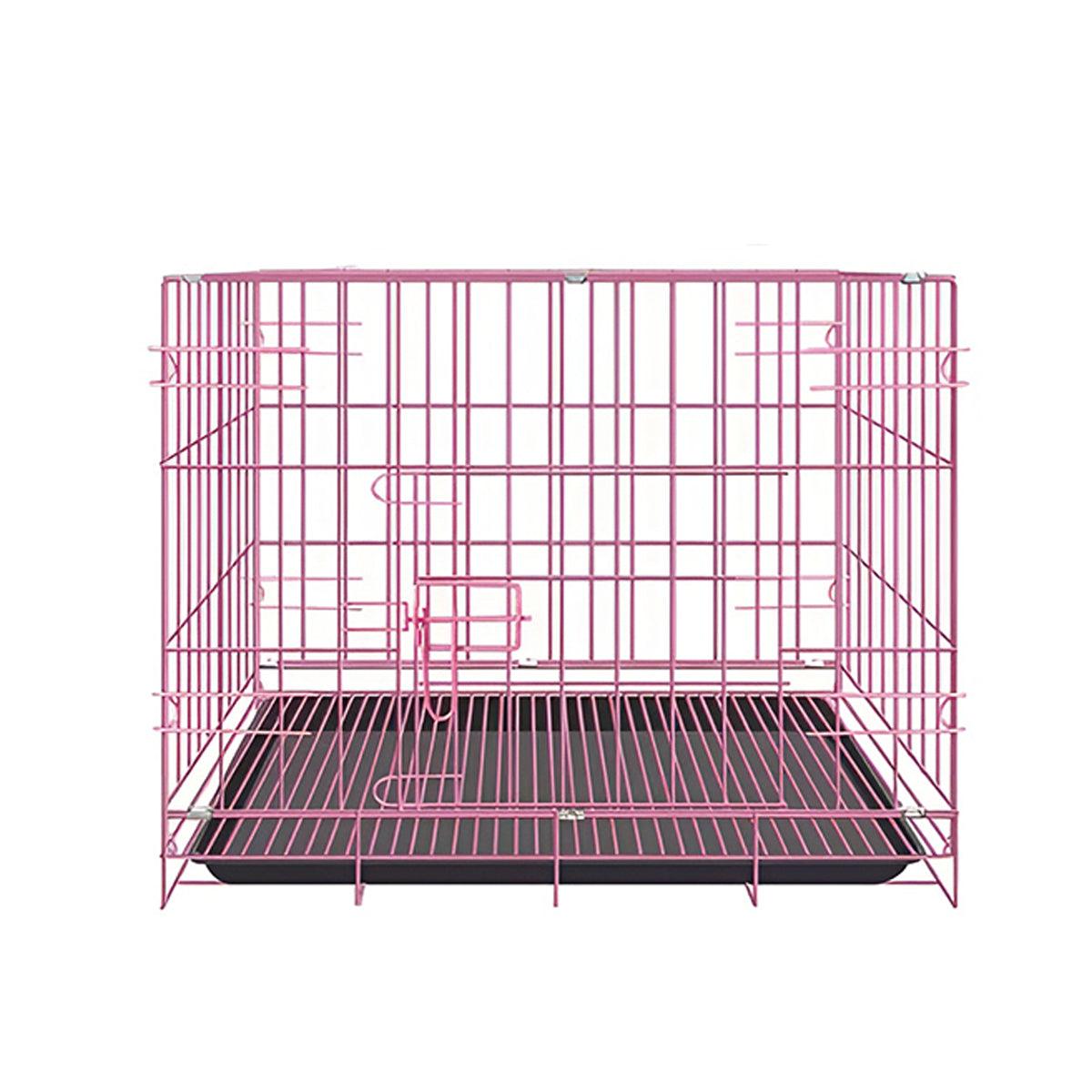 Premium Metal Dog Crate with Divider & Pull-Out Tray - Large Blue