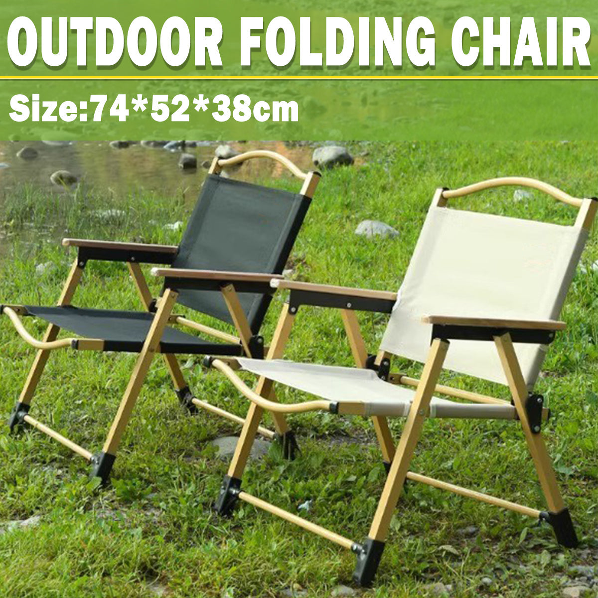 Portable Outdoor Folding Chair - Compact Camping Seat - Khaki - SuperSaverAU - view 1