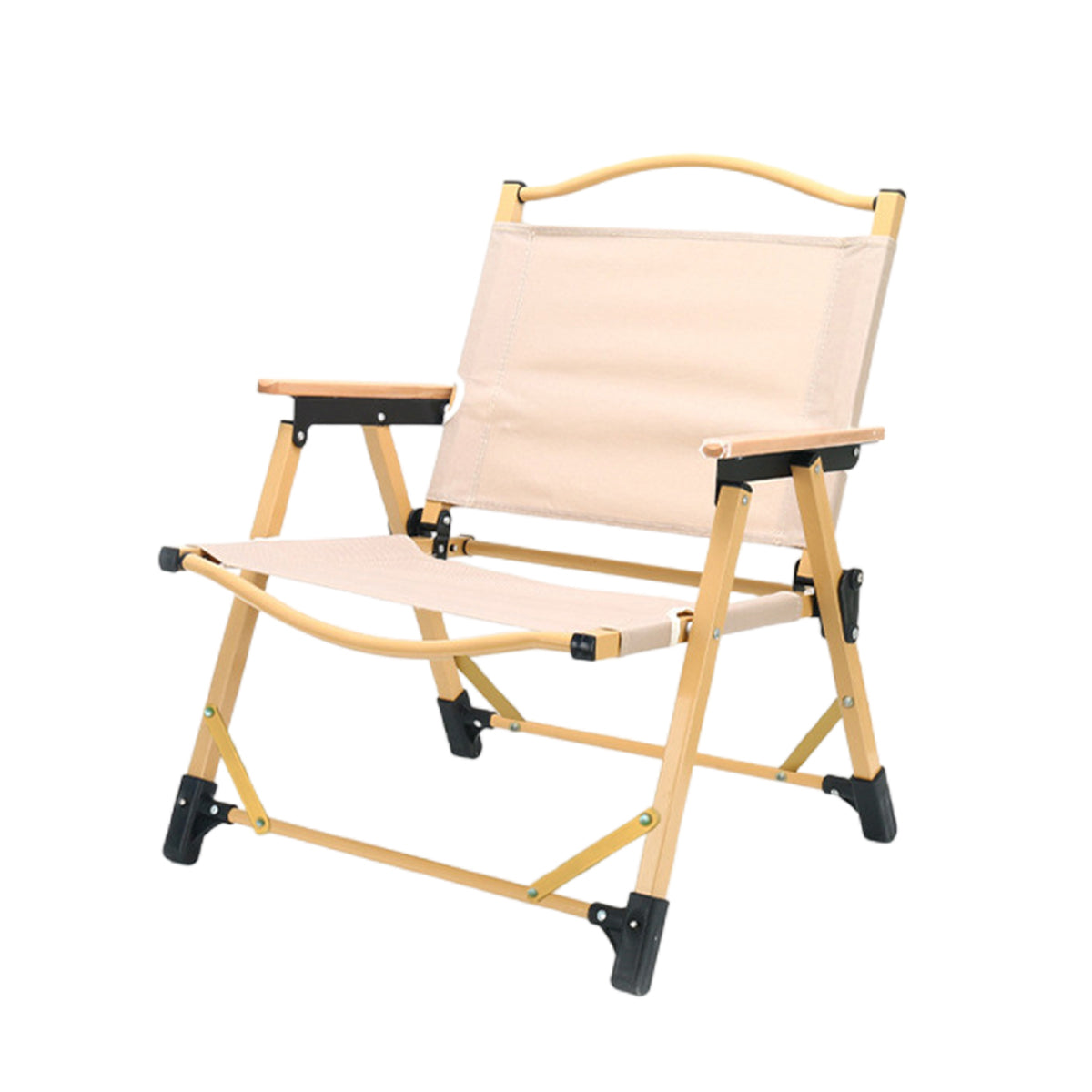 Portable Outdoor Folding Chair - Compact Camping Seat - Khaki - SuperSaverAU - view 6