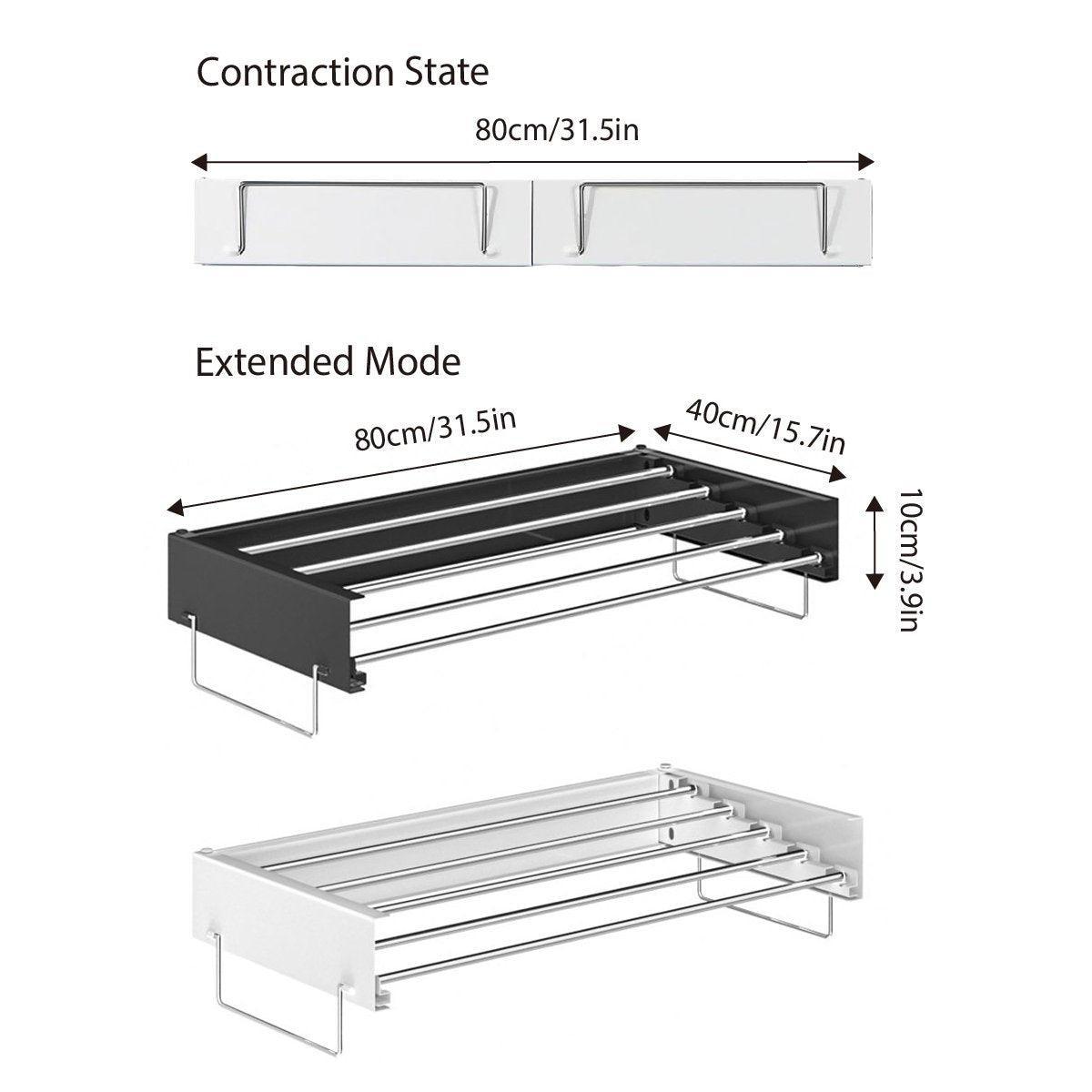 Invisible White Wall-Mounted Foldable Clothes Drying Rack - SuperSaverAU - view 3