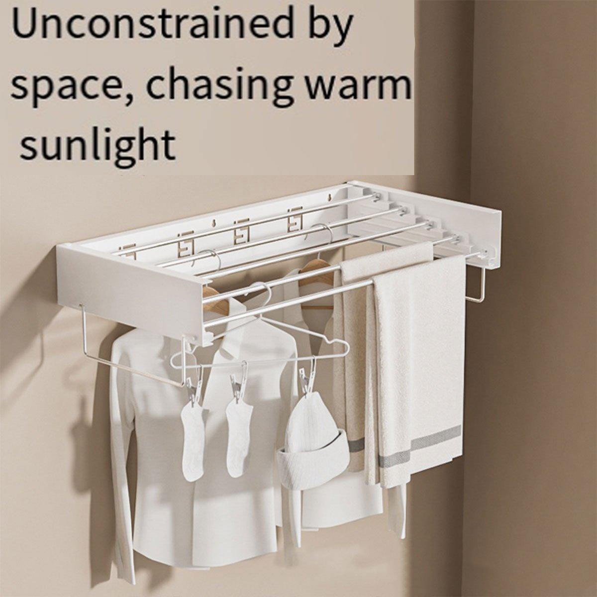 Invisible White Wall-Mounted Foldable Clothes Drying Rack - SuperSaverAU - view 5