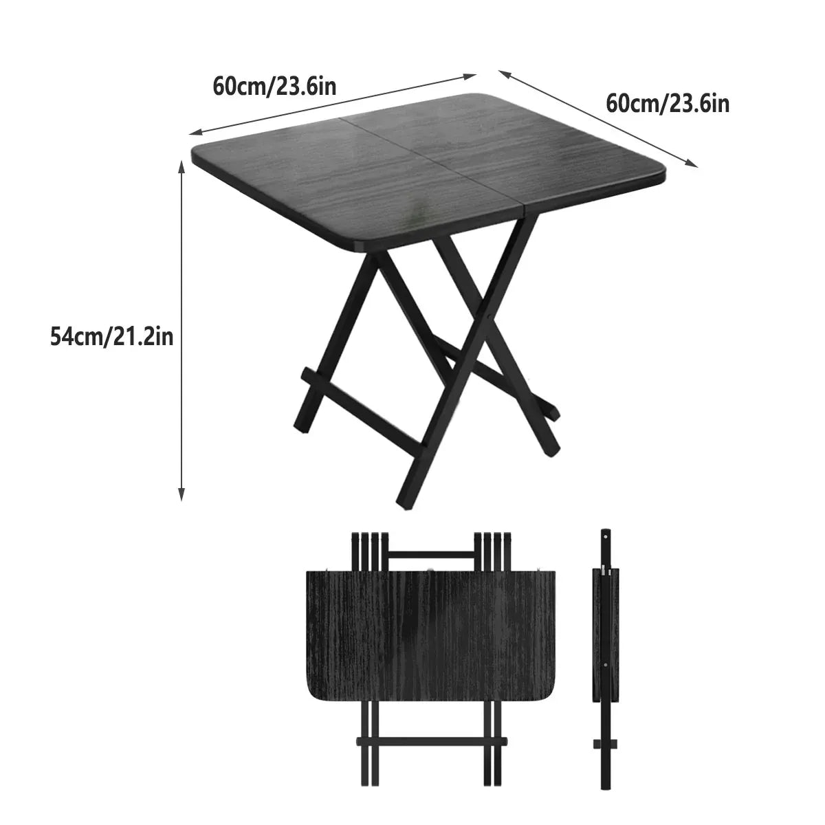 Premium 60x60cm Folding Dining Table Dark Woodgrain Compact Space Saving