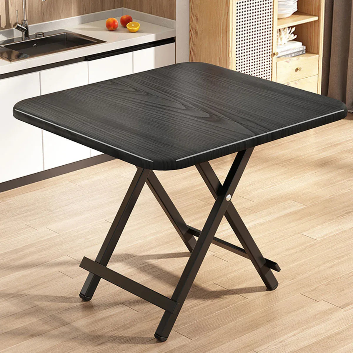 Premium 60x60cm Folding Dining Table Dark Woodgrain Compact Space Saving