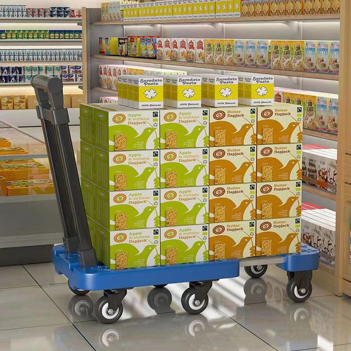 Premium Folding Platform Trolley with Telescopic Handle & 6-Wheel System