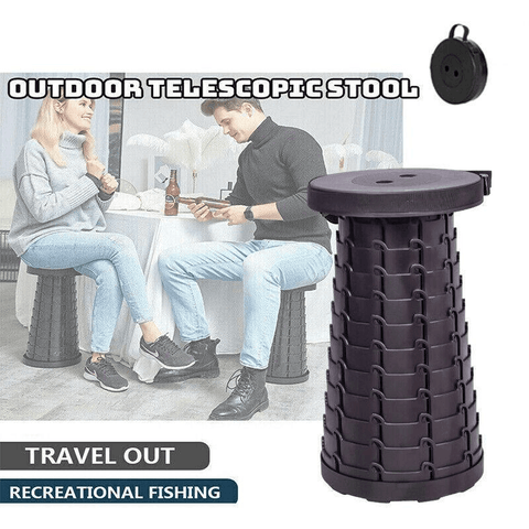 Premium Retractable Folding Camping Stool - Black
