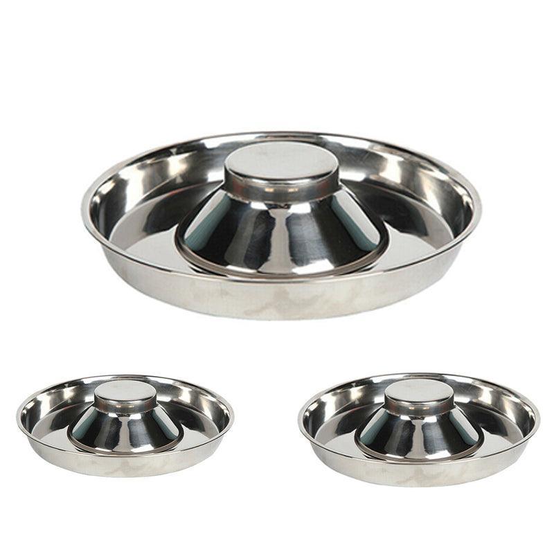 Stainless Steel Pet Bowl Slow Feeder Dish Puppy Dog Cat Food Feeding Weaning Bowl - L - SuperSaverAU - view 2