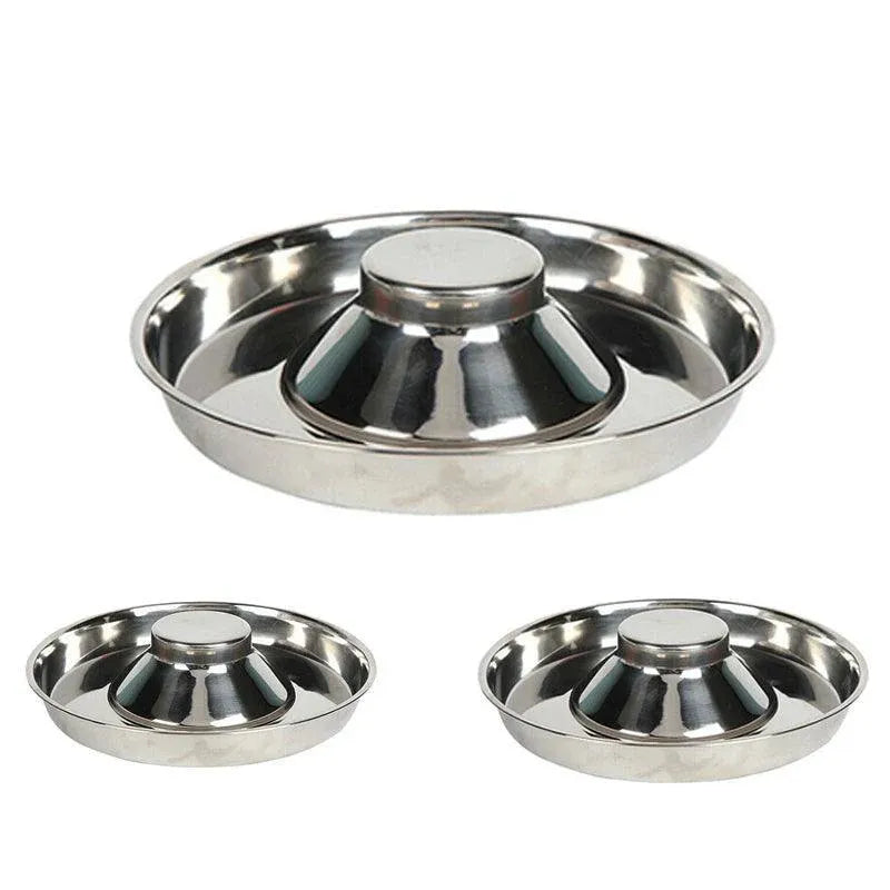 Premium Stainless Steel Slow Feeder Pet Bowl – Silver Small