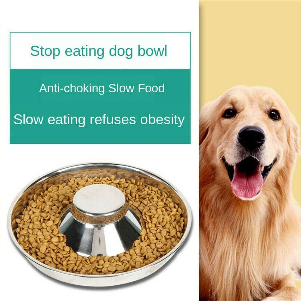 Premium Stainless Steel Slow Feeder Pet Bowl – Silver Small