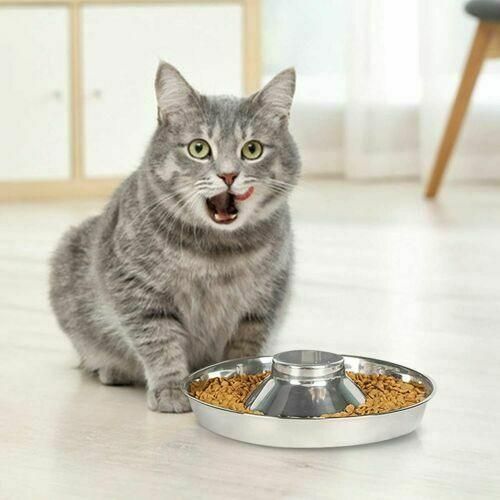 Premium Stainless Steel Slow Feeder Pet Bowl – Silver Small