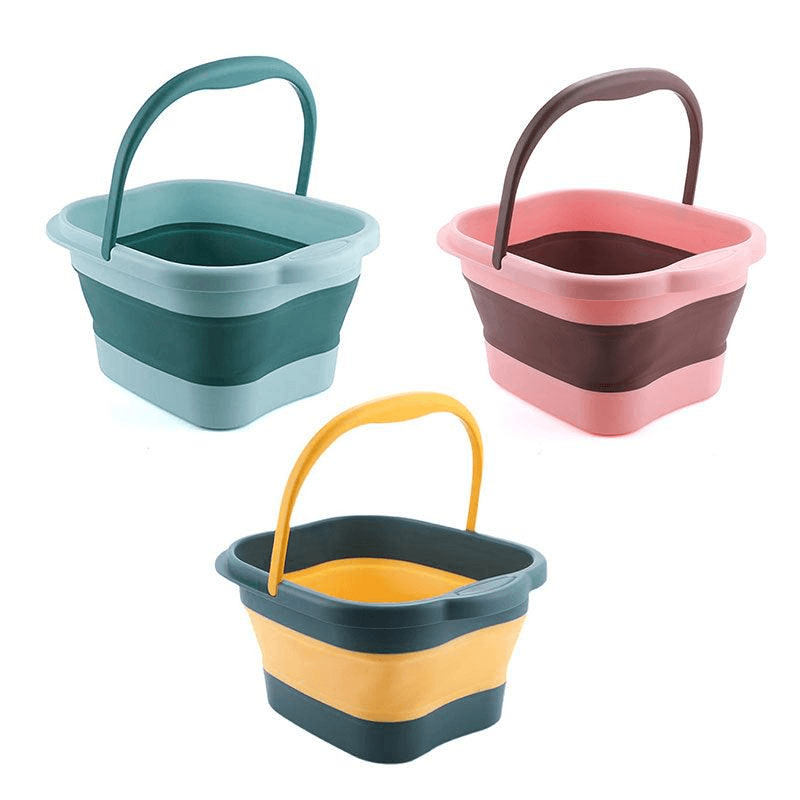 Premium Pink Foldable Foot Spa Pedicure Tub with Textured Massage Base and Handle