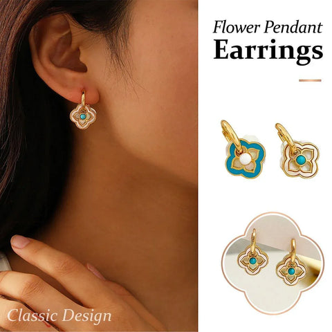 Premium AIMALL Natural Shell Four Leaf Clover Earrings
