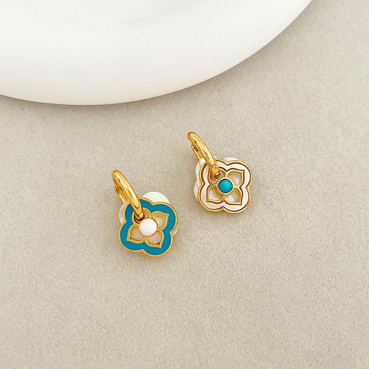 Premium AIMALL Natural Shell Four Leaf Clover Earrings