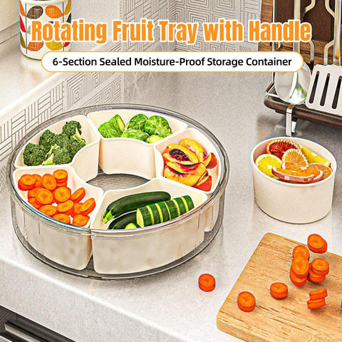 Premium 6-Compartment Rotating Snack Box – with Lid