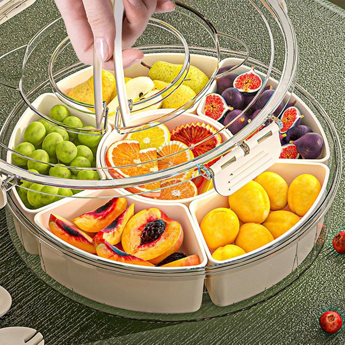 Premium 6-Compartment Rotating Snack Box – with Lid