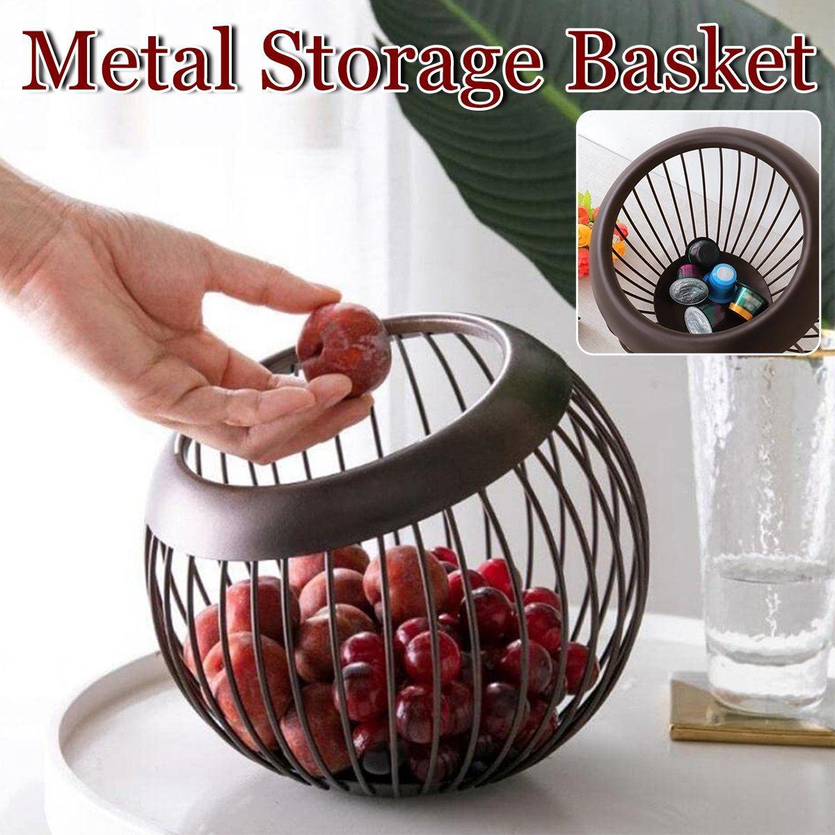 Creative Iron Storage Basket, 19 cm x 21 cm, Modern Design for Fruits & Capsules - SuperSaverAU - view 1