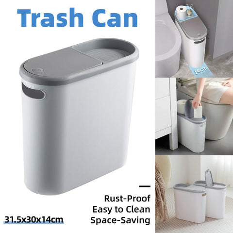 Sleek White Plastic Trash Can with Flip Lid, 31.5 x 30 x 14 cm, Space-Saving Design - SuperSaverAU - view 1