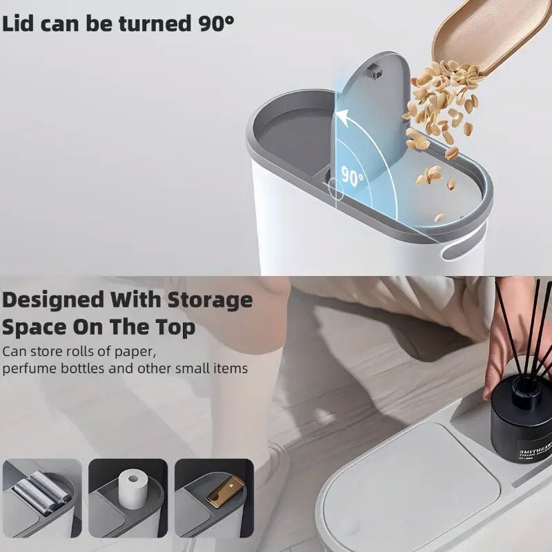 Sleek White Plastic Trash Can with Flip Lid, 31.5 x 30 x 14 cm, Space-Saving Design - SuperSaverAU - view 2
