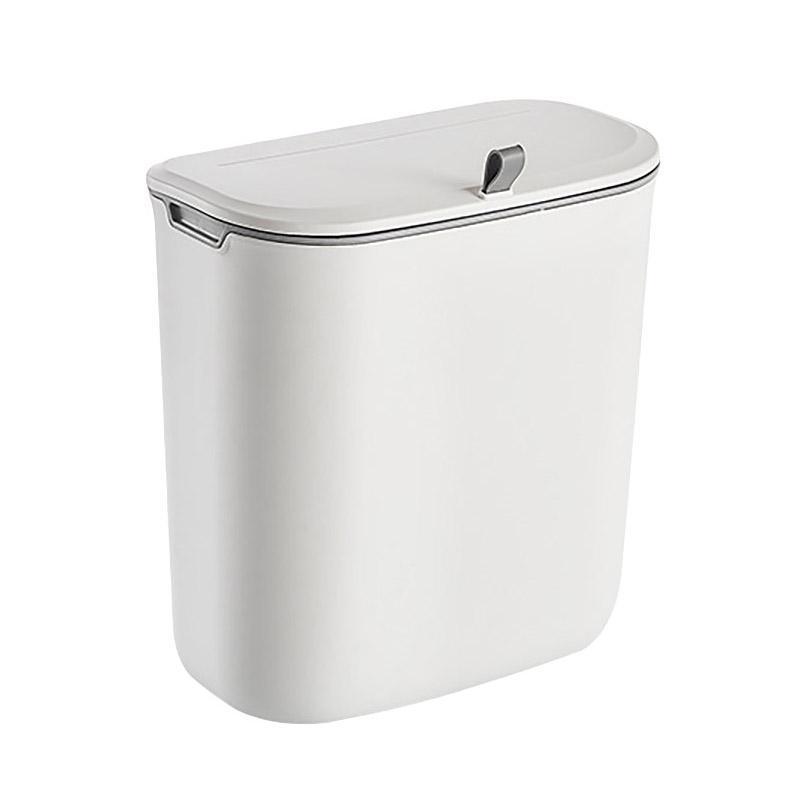 Premium Wall Mounted Wastebasket – White 9L with Sliding Lid
