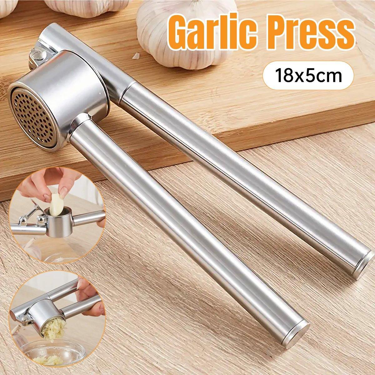 Premium Silver Stainless Steel Garlic Press and Peeler Kitchen Crusher
