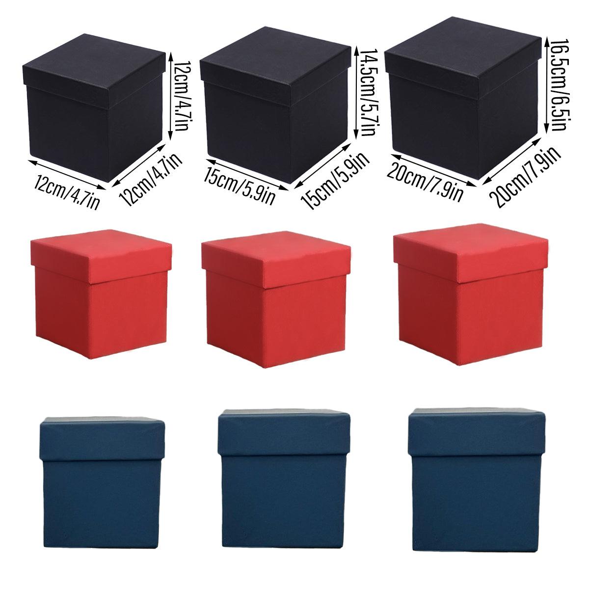 Premium 8 Pack Black Square Gift Boxes 20x20x16.5cm