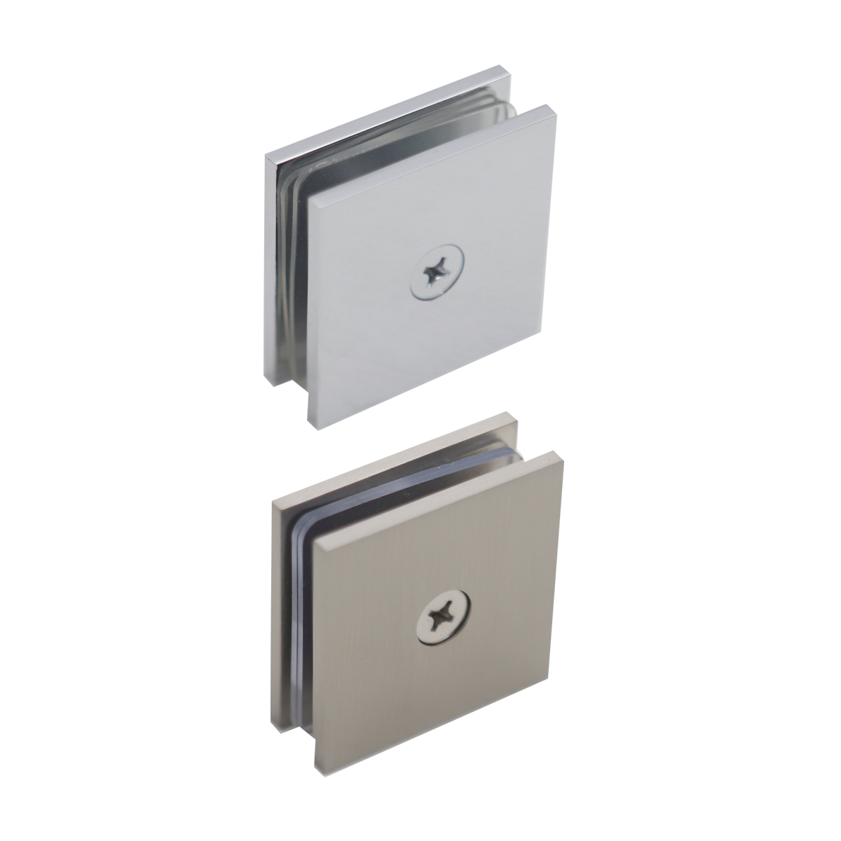 Premium Shower Glass Clip – Chrome Single Hole Square Bracket