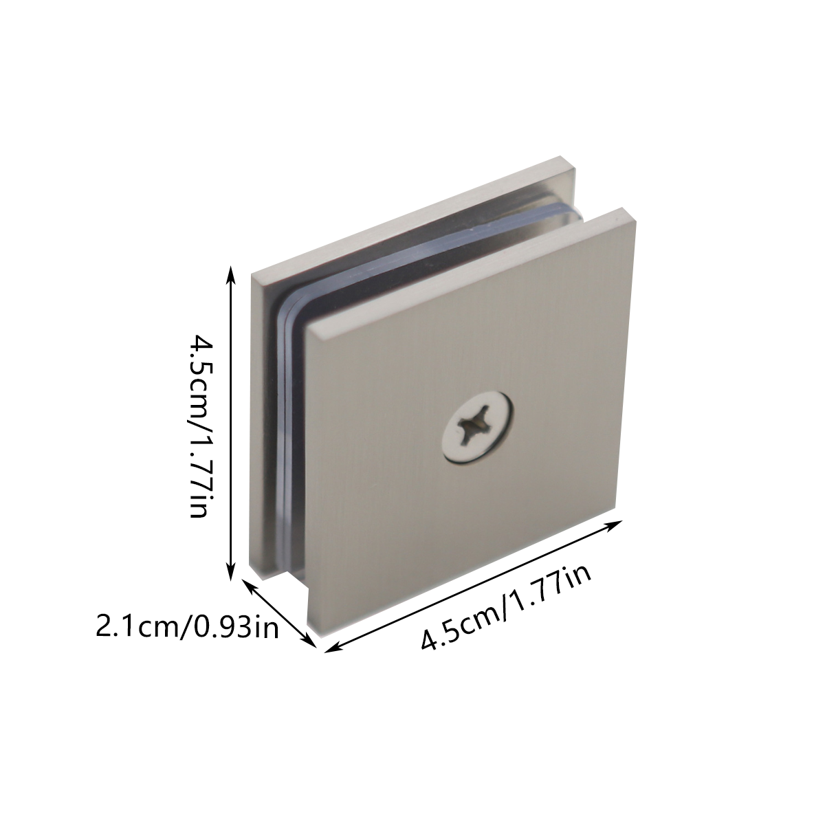 Premium Shower Glass Clip – Nickel Single Hole Square Bracket