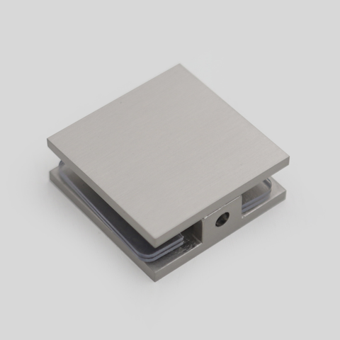 Premium Shower Glass Clip – Nickel Single Hole Square Bracket