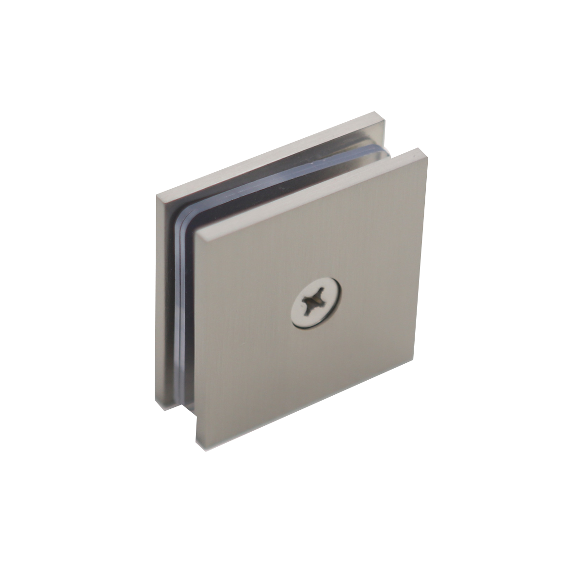 Premium Shower Glass Clip – Nickel Single Hole Square Bracket