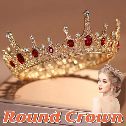 Vintage Princess Wedding Crown Tiara with Gold, White, and Red Crystals - SuperSaverAU - view 1
