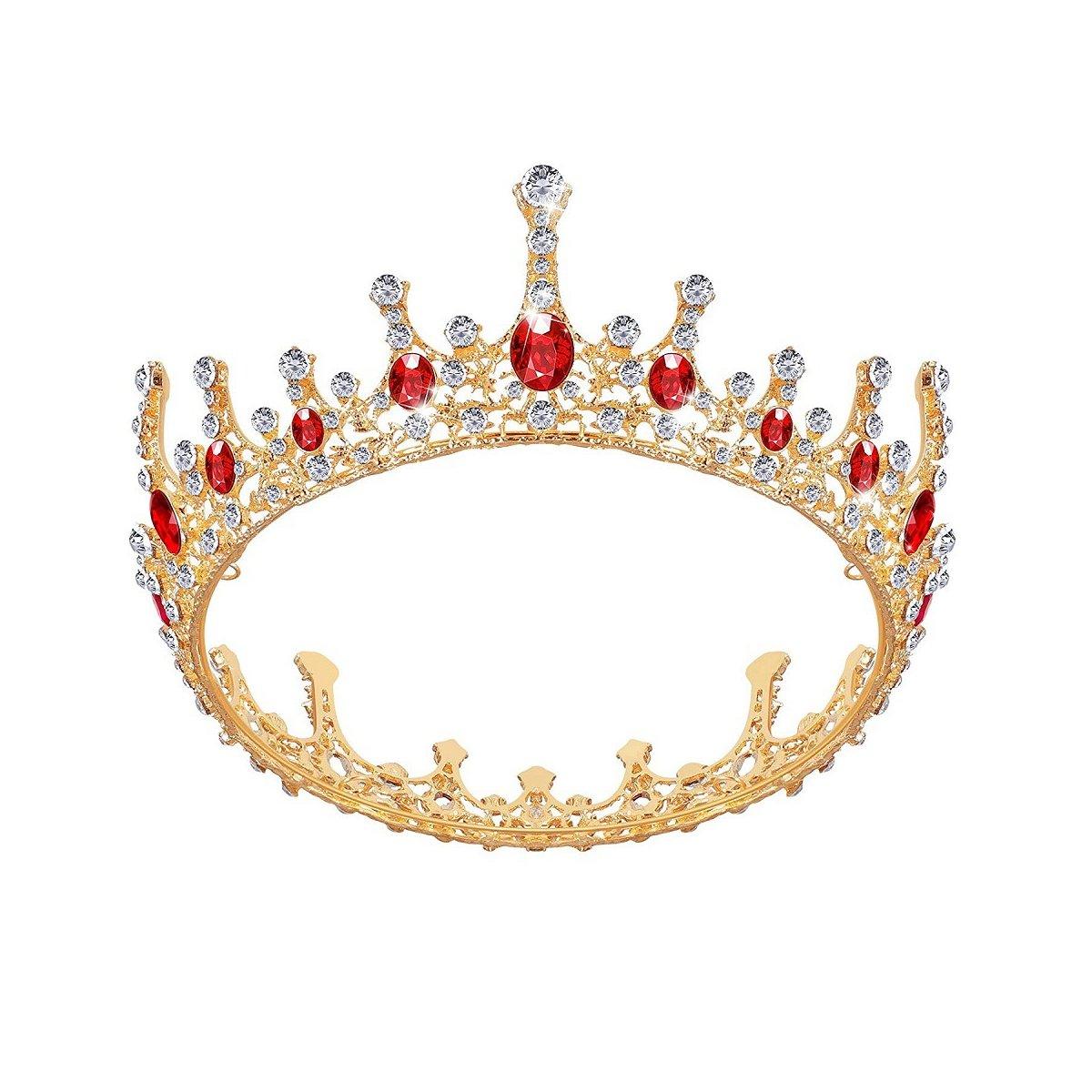 Vintage Princess Wedding Crown Tiara with Gold, White, and Red Crystals - SuperSaverAU - view 2