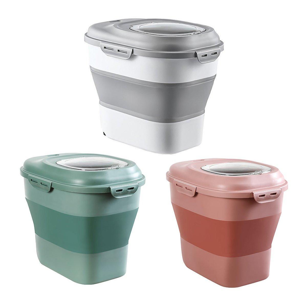 Large Capacity Dog Food Storage Barrel - Foldable, Seal Lid, Green, 46cm x 33cm x 40cm - SuperSaverAU - view 2