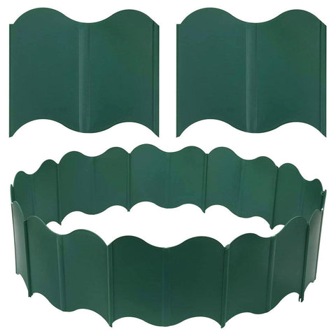 Premium Plastic Garden Edging Fence Panels – Green 20 Pack