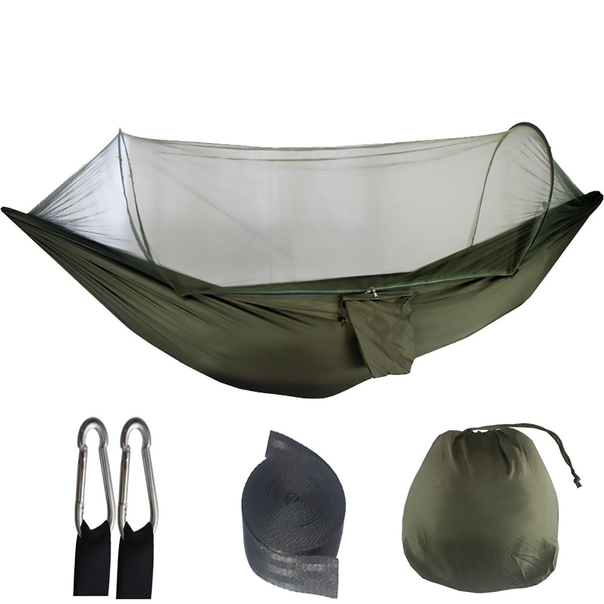Camping Hammock Tent Set Double Outdoor Hanging Bed With Mosquito Net For Travel - Green - SuperSaverAU - view 4