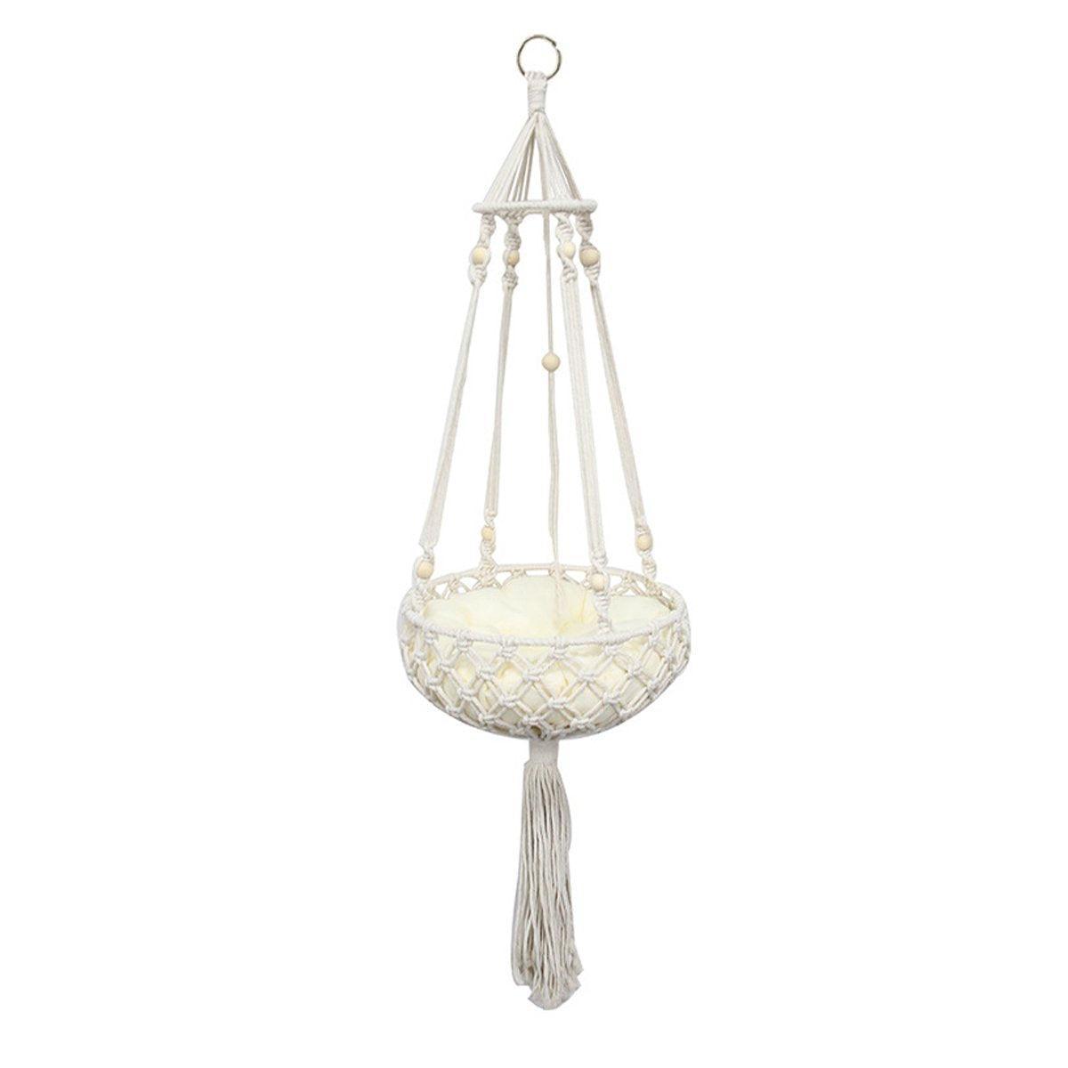 Woven Cat Nest Hammock 30 cm - Macramé Design, Soft Cushion, Easy Install - SuperSaverAU - view 2