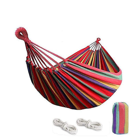 Premium Double Outdoor Cotton Hammock – Red 260 x 150cm