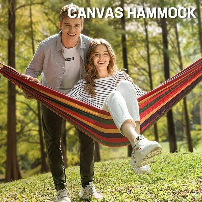 Premium Double Outdoor Cotton Hammock – Red 260 x 150cm