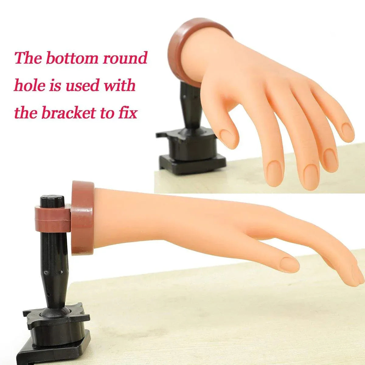 Premium Manicure Practice Hand with Flexible Fingers and Desktop Holder for Nail Training