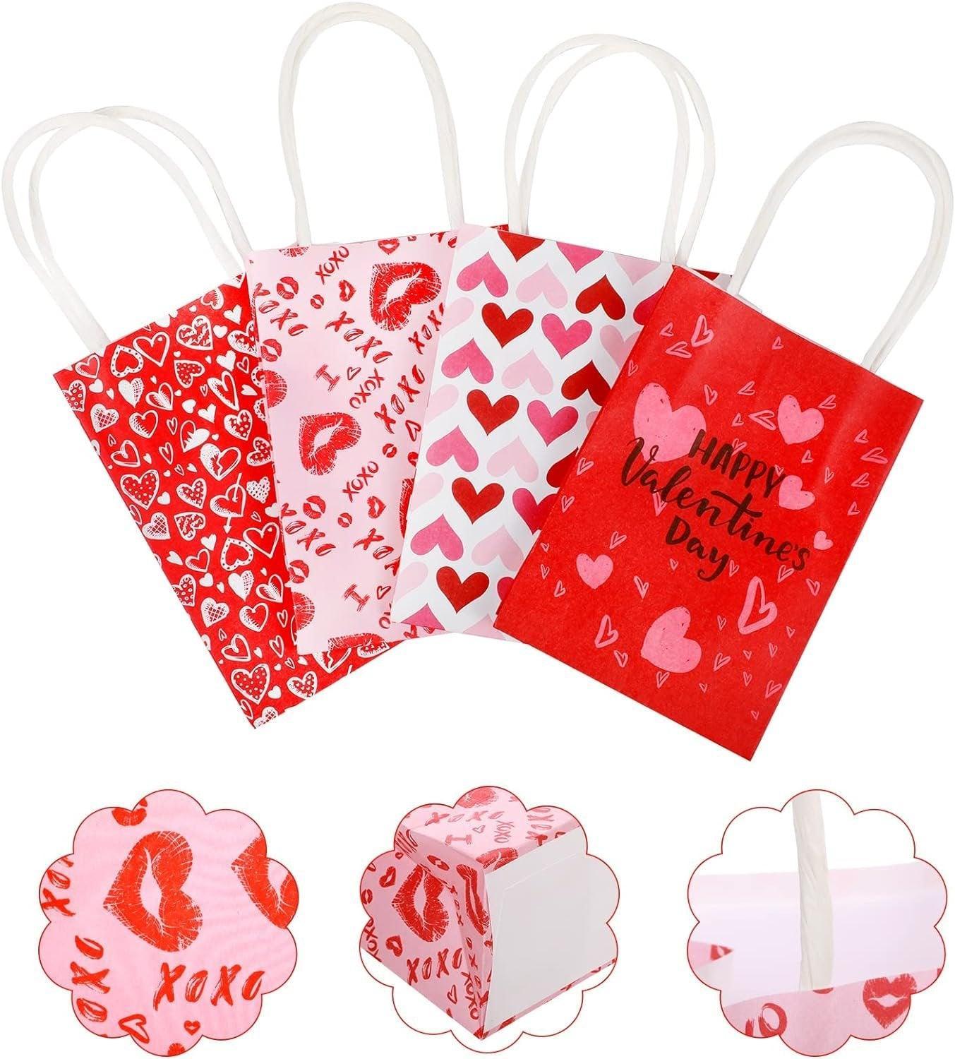 30x Valentines Day Love-Themed Tote Bag Elegant Kraft Paper Handbag Lightweight - Y166 - SuperSaverAU - view 1