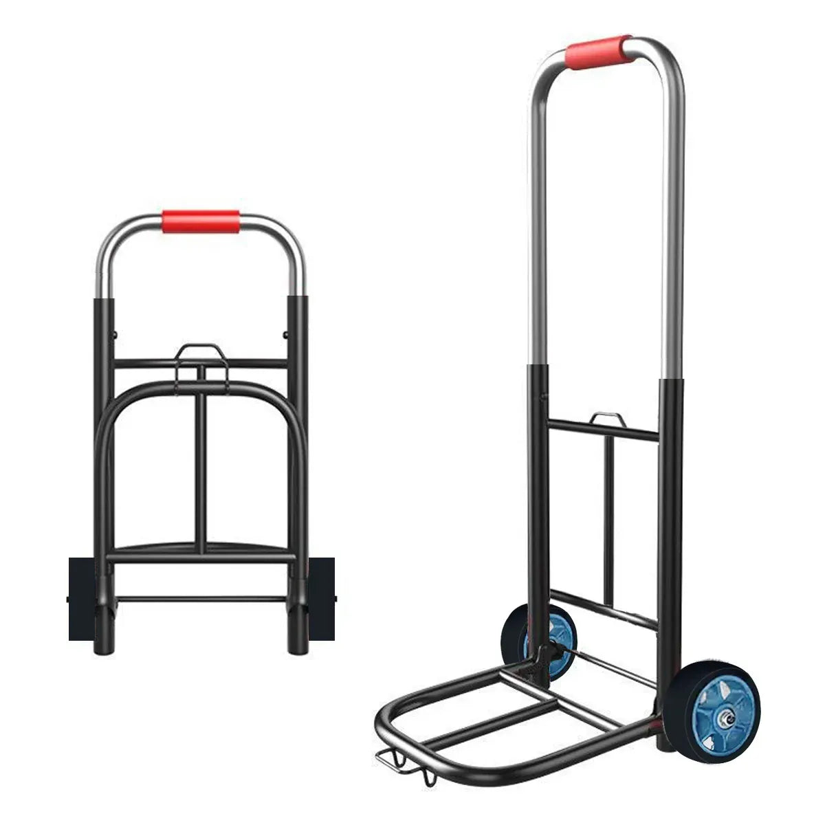Premium Folding Flat Ground Hand Trolley with Solid Rubber Wheels - 55kg