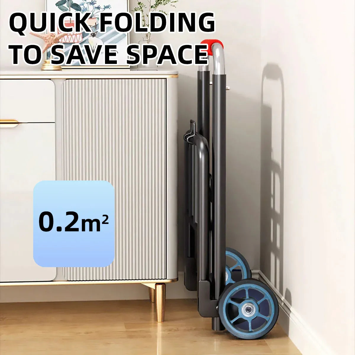Premium Folding Flat Ground Hand Trolley with Solid Rubber Wheels - 55kg